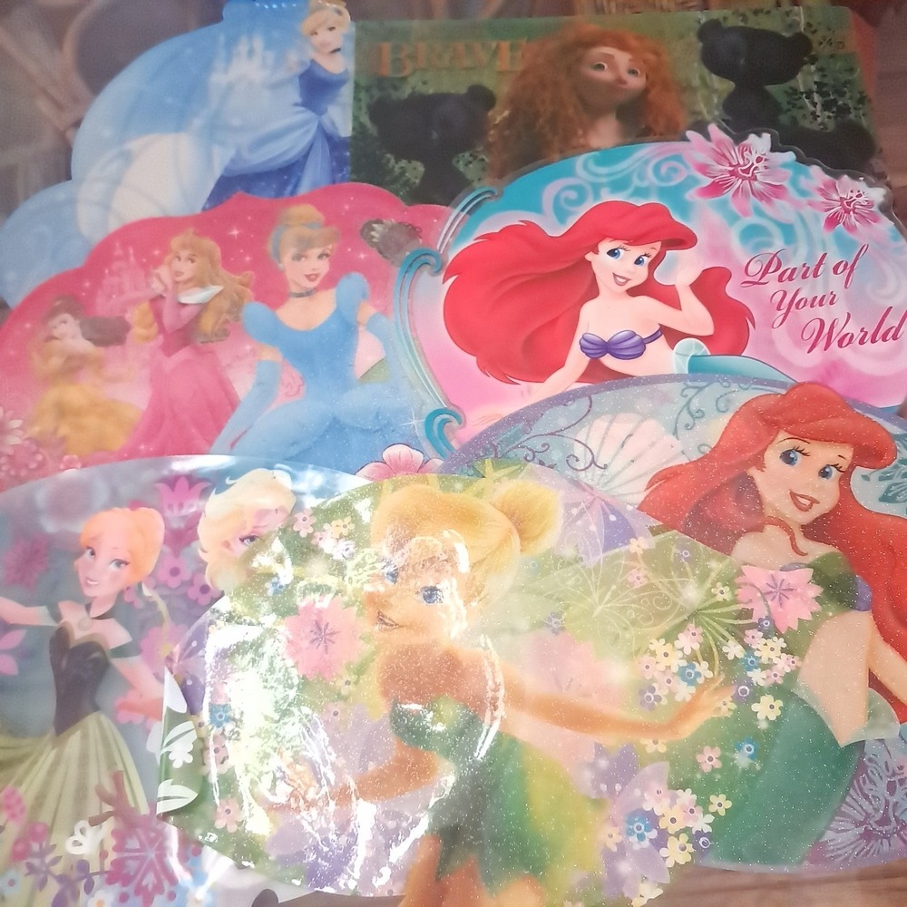 Disney Princess Placemats set 7 Ariel Cinderella Frozen Brave Merida Tinkerbell